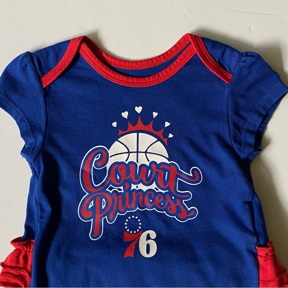 Philadelphia 76ers One Piece Size 6 9 Months Court Princess Romper Ruffle Hoops - Picture 6 of 15